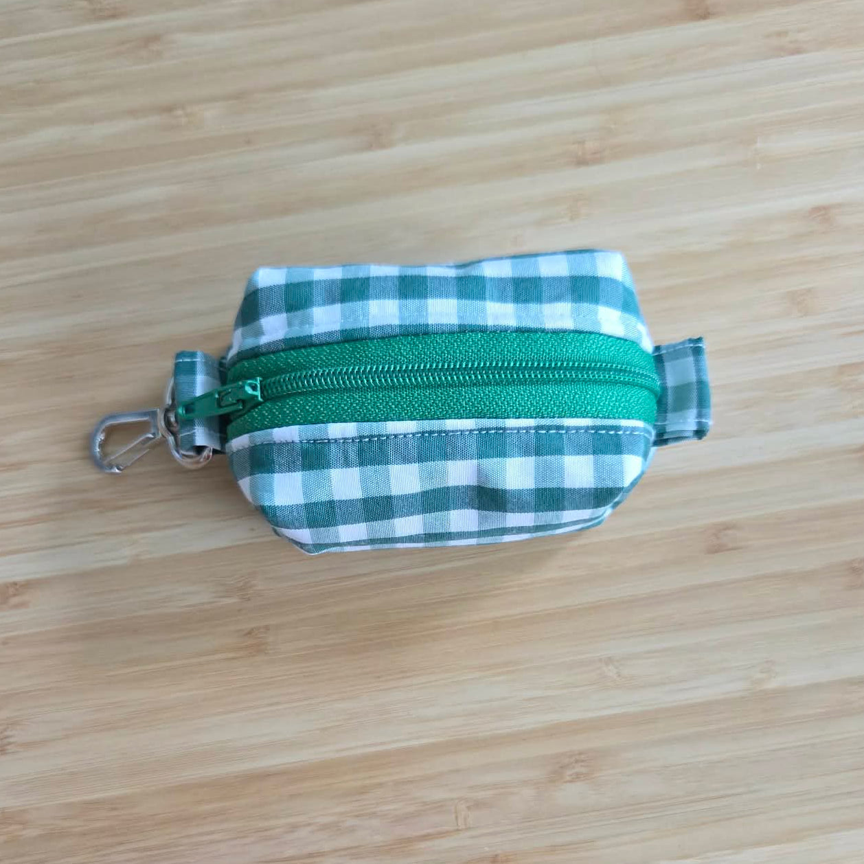 Miniature Boxy Bag Keychain - Dark Green Gingham