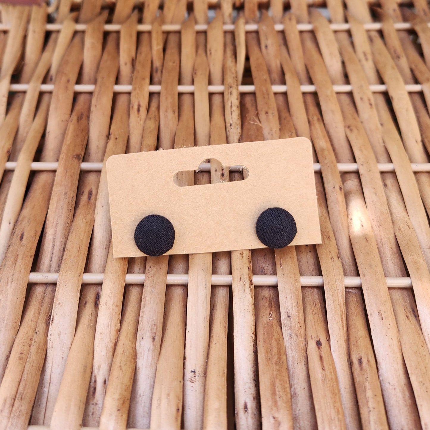 Black - Button Earring