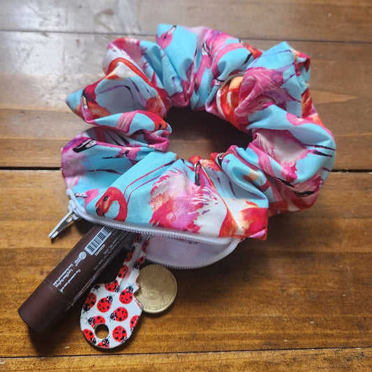 Blue Polka Dots - Zip & Stash Scrunchie