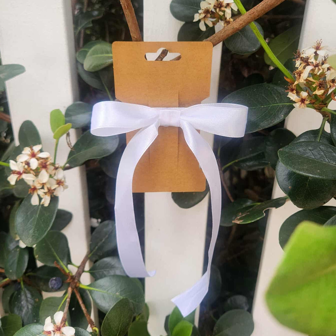 White - Ribbon Bow Clips
