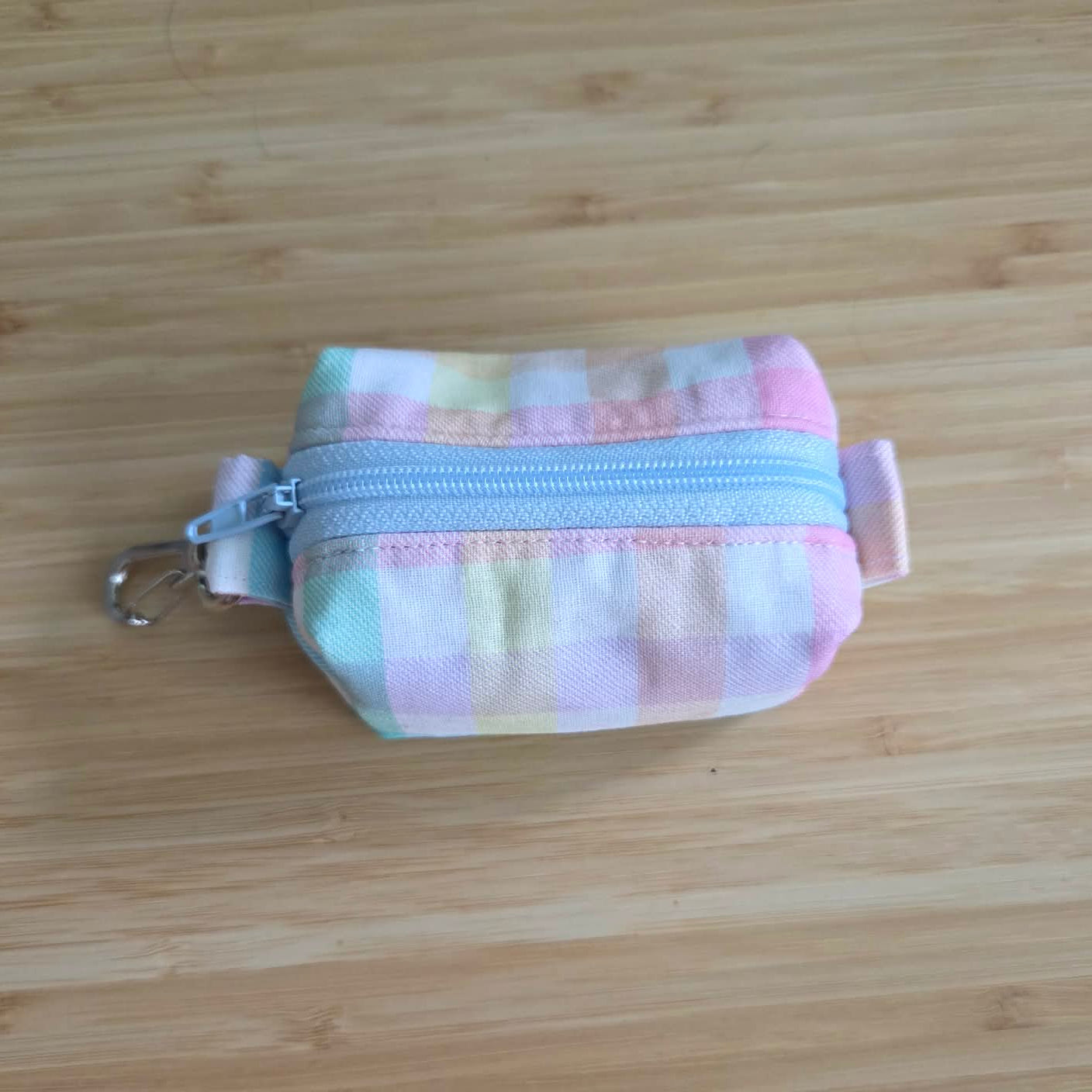 Miniature Boxy Bag Keychain - Pastel Rainbow Gingham