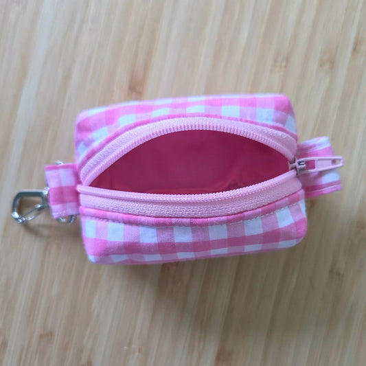 Miniature Boxy Bag Keychain - Pink Gingham