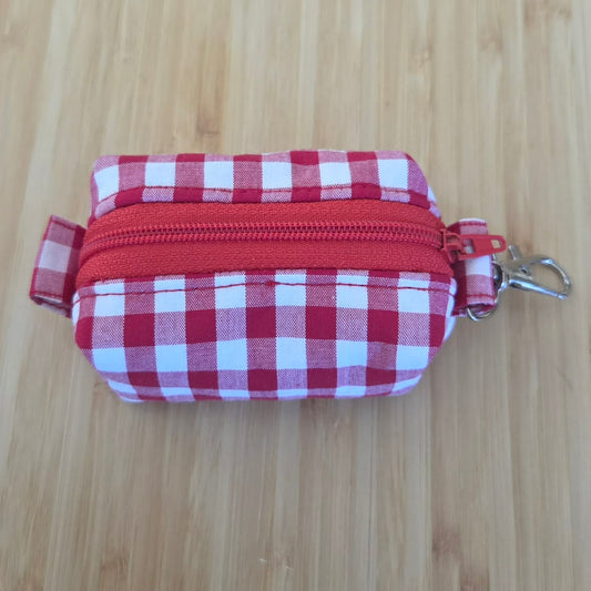 Miniature Boxy Bag Keychain - Red Gingham