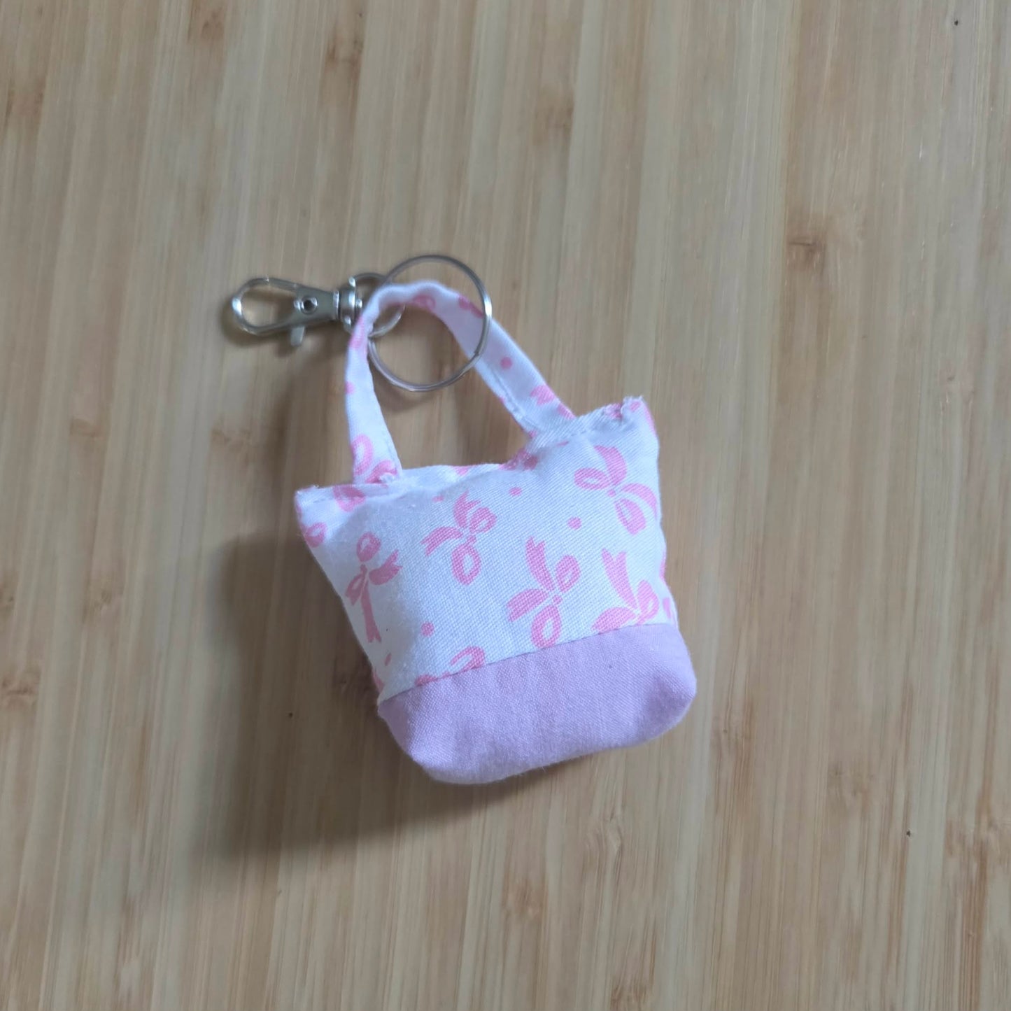 Mini Tote Keychain -Pink Bows