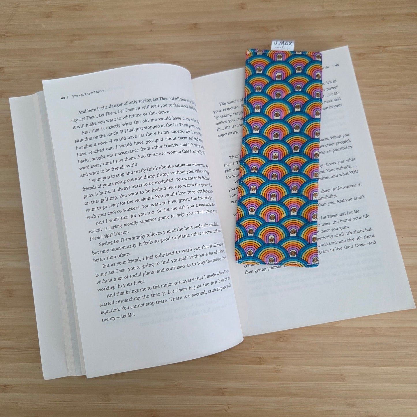 Fabric Book Mark - Rainbows & Flowers