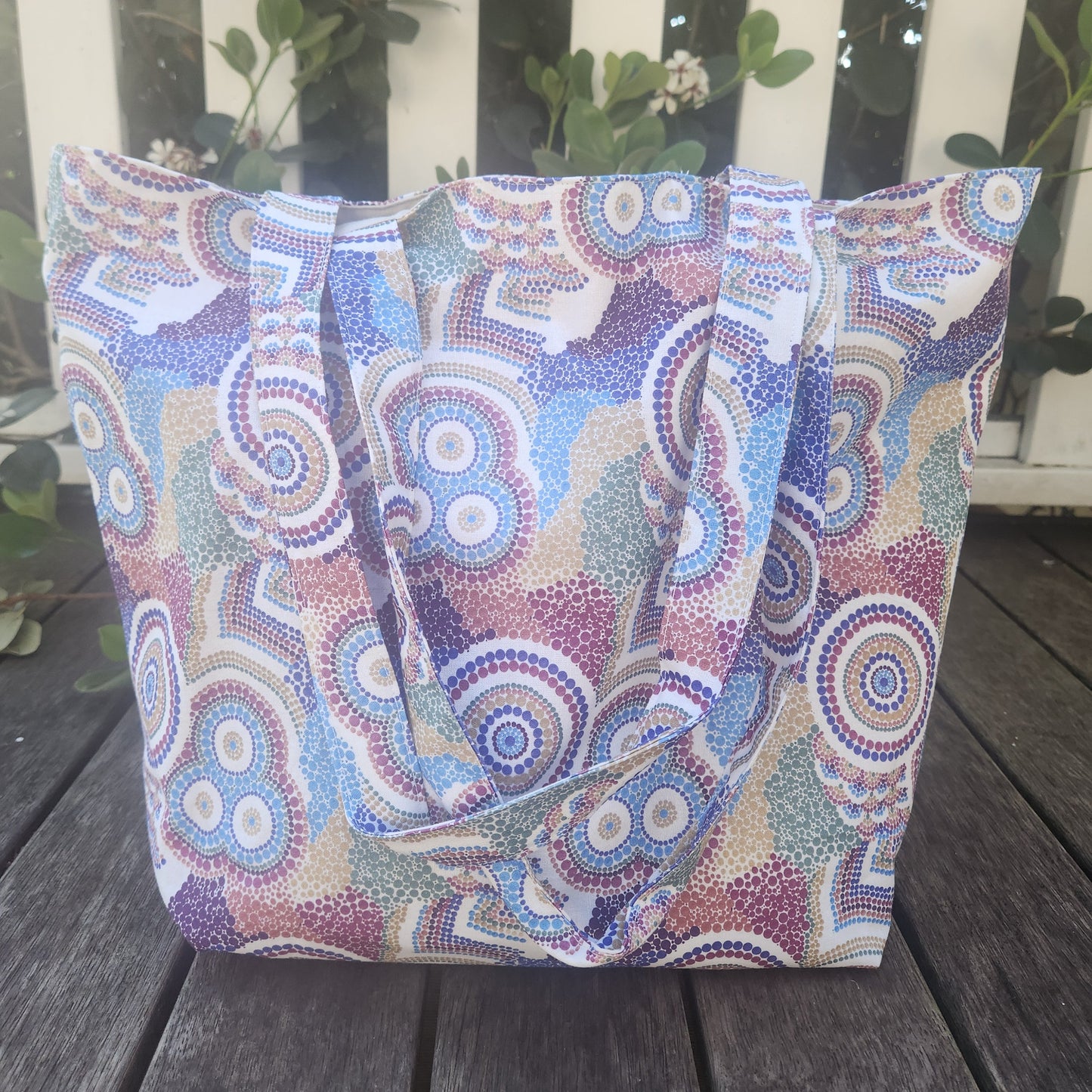 rainbow dreaming tote bag handmade fabric tote