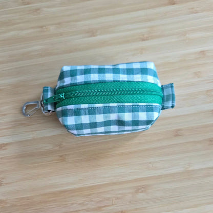 Miniature Boxy Bag Keychain - Dark Green Gingham
