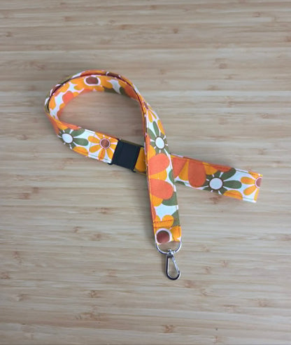 Orange Floral Lanyard
