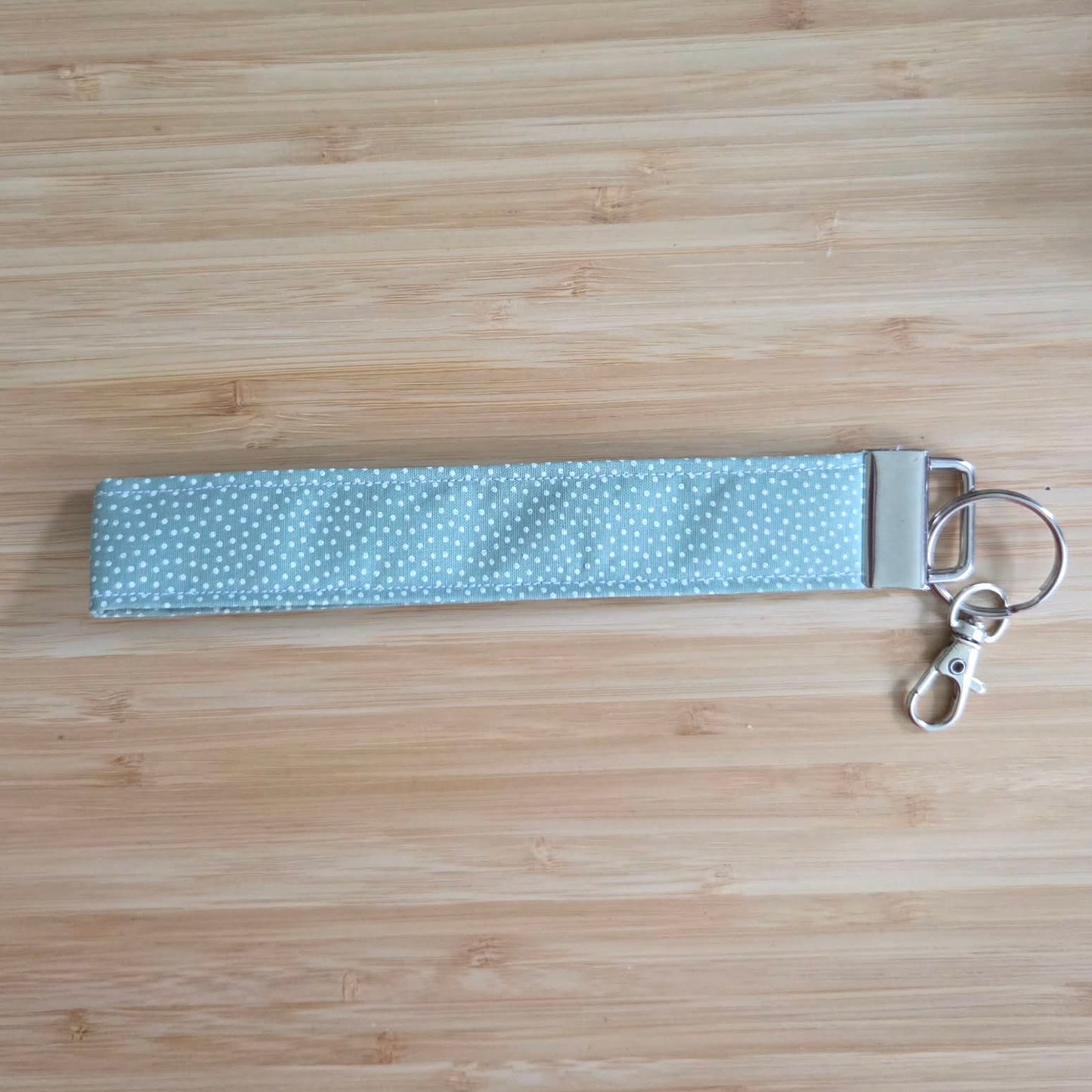 Wristlet Keychain - Pale Green with White Dots