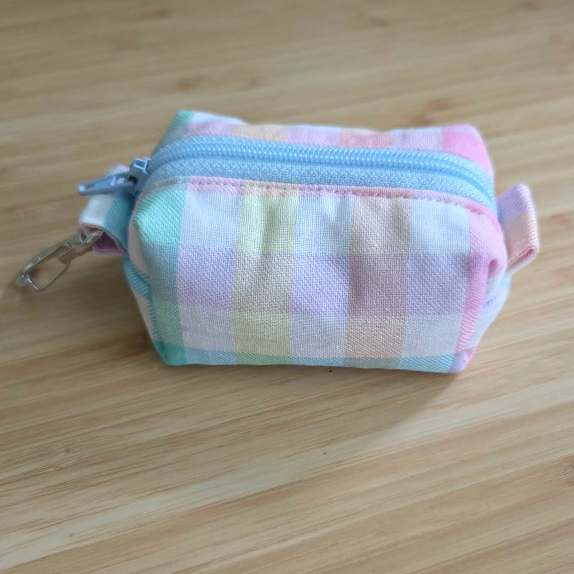 Miniature Boxy Bag Keychain - Pastel Rainbow Gingham
