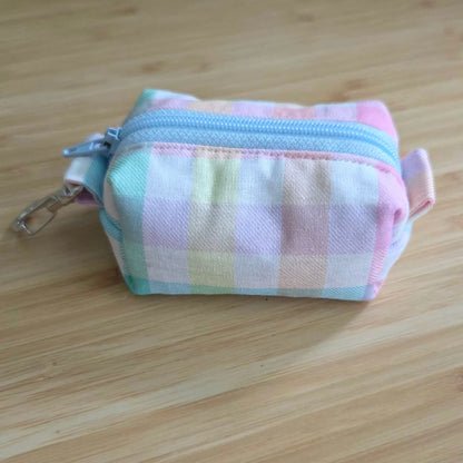 Miniature Boxy Bag Keychain - Pastel Rainbow Gingham