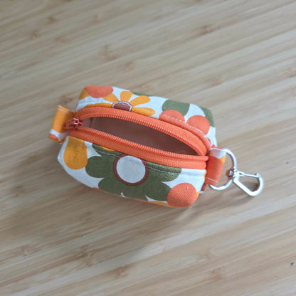 Miniature Boxy Bag Keychain - Orange Floral