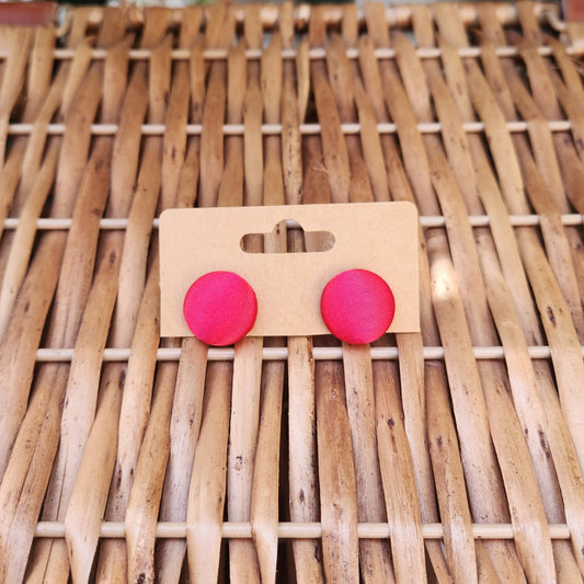 Red Satin - Button Earring