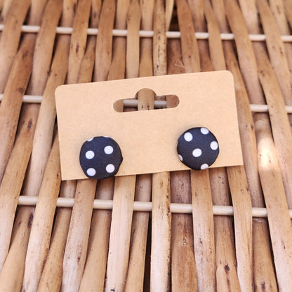 Black & White Polka Dots - Button Earring