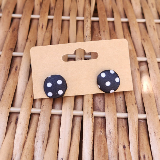 Black & White Polka Dots - Button Earring