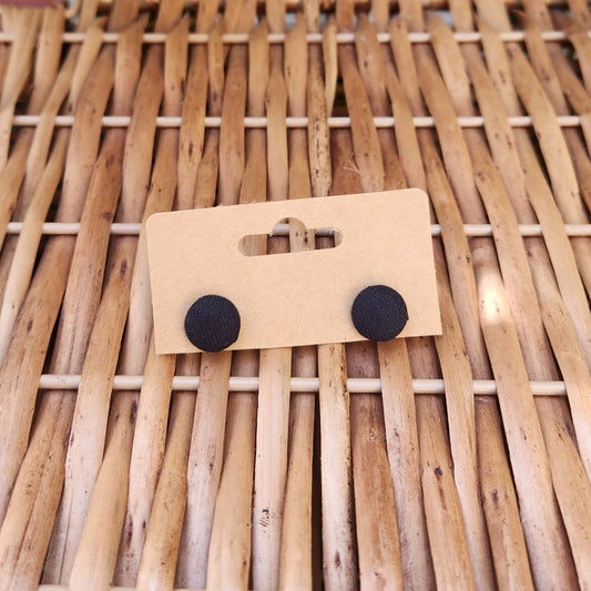 Black - Button Earring