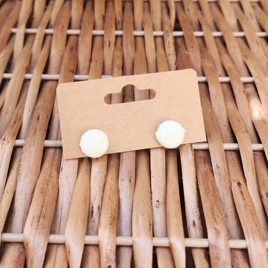 White - Button Earring