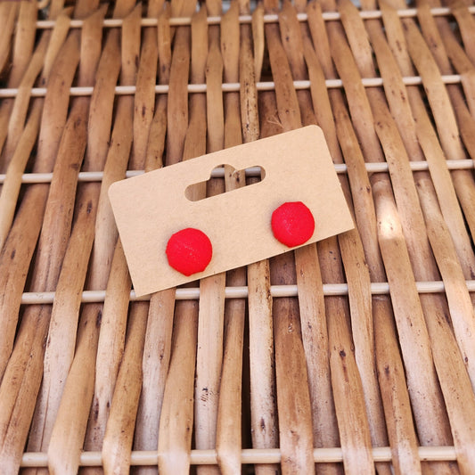 Red - Button Earring