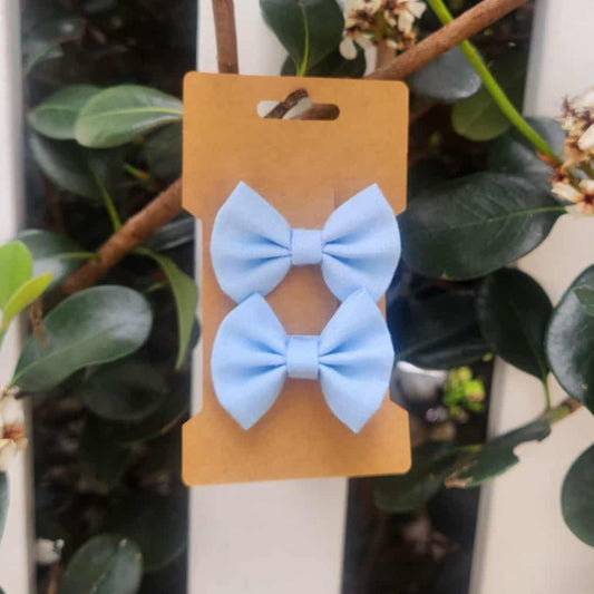 Baby Blue - Mini Hair Bow (2 Pack)