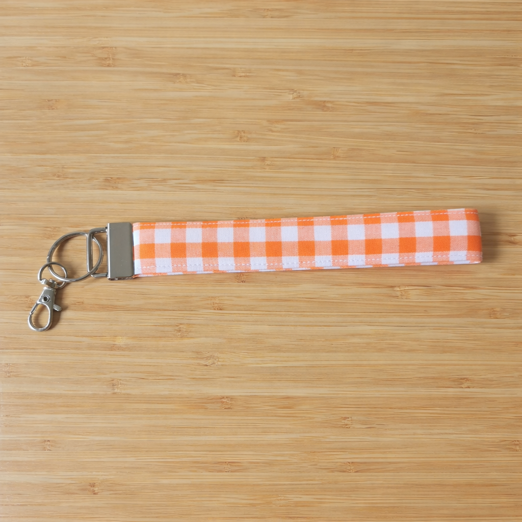 Wristlet Keychain - Orange Gingham