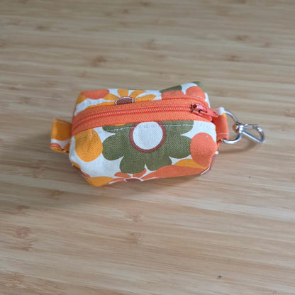 Miniature Boxy Bag Keychain - Orange Floral