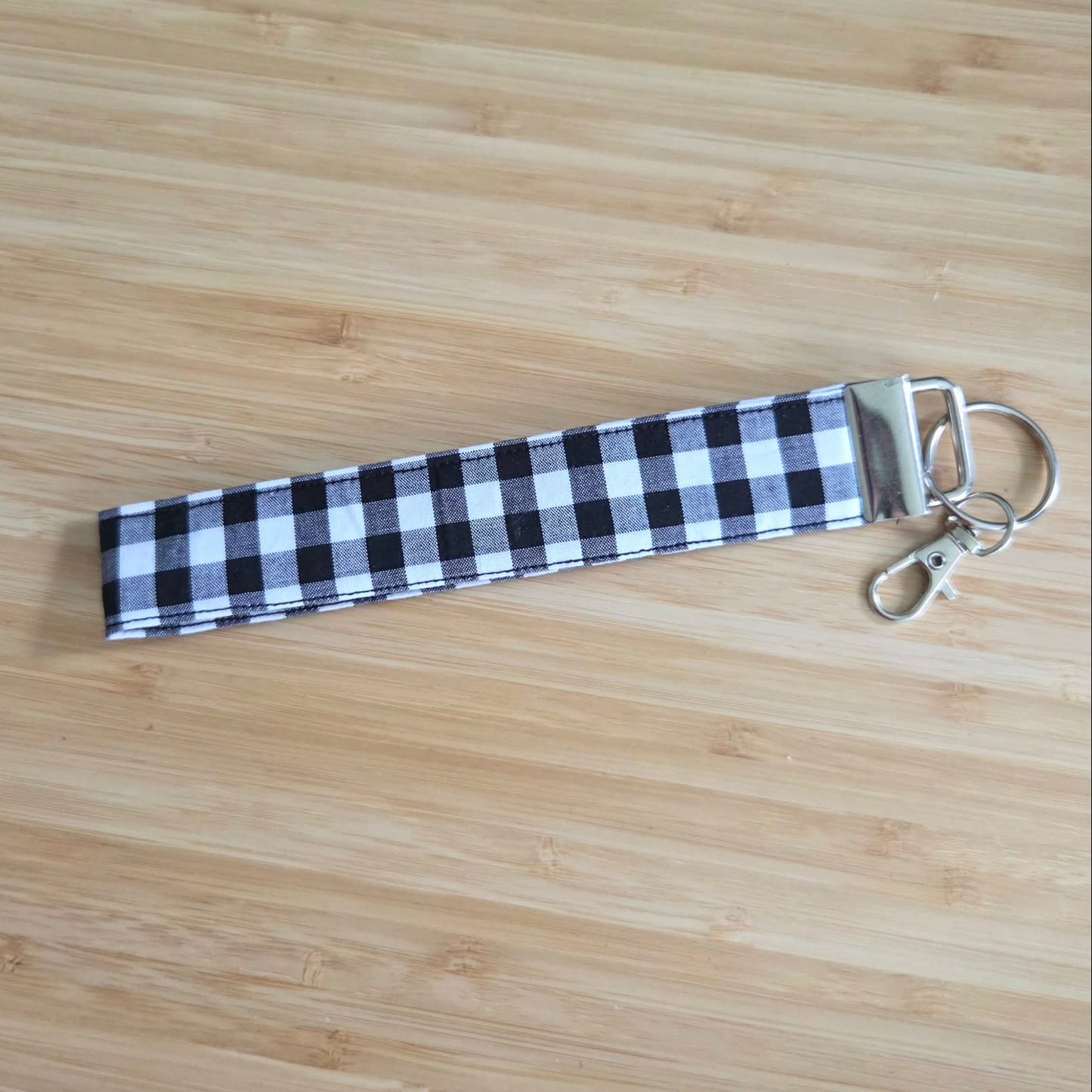 Wristlet Keychain - Black Gingham
