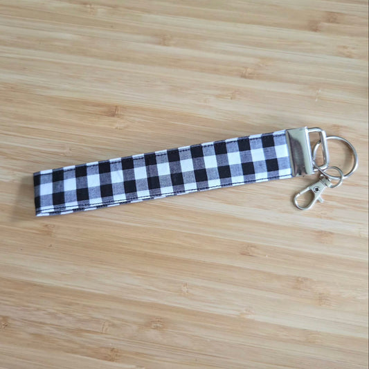 Wristlet Keychain - Black Gingham