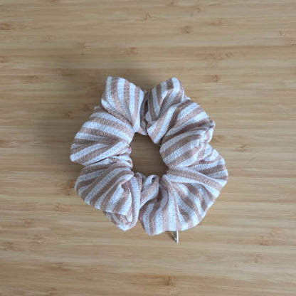 Cream & White Stripes - Zip & Stash Scrunchie