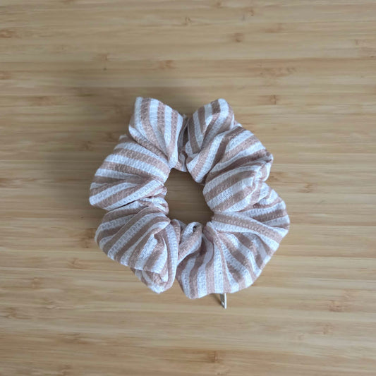 Cream & White Stripes - Zip & Stash Scrunchie