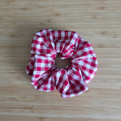 Red Gingham- Zip & Stash Scrunchie