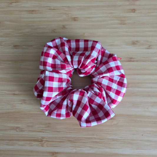 Red Gingham- Zip & Stash Scrunchie