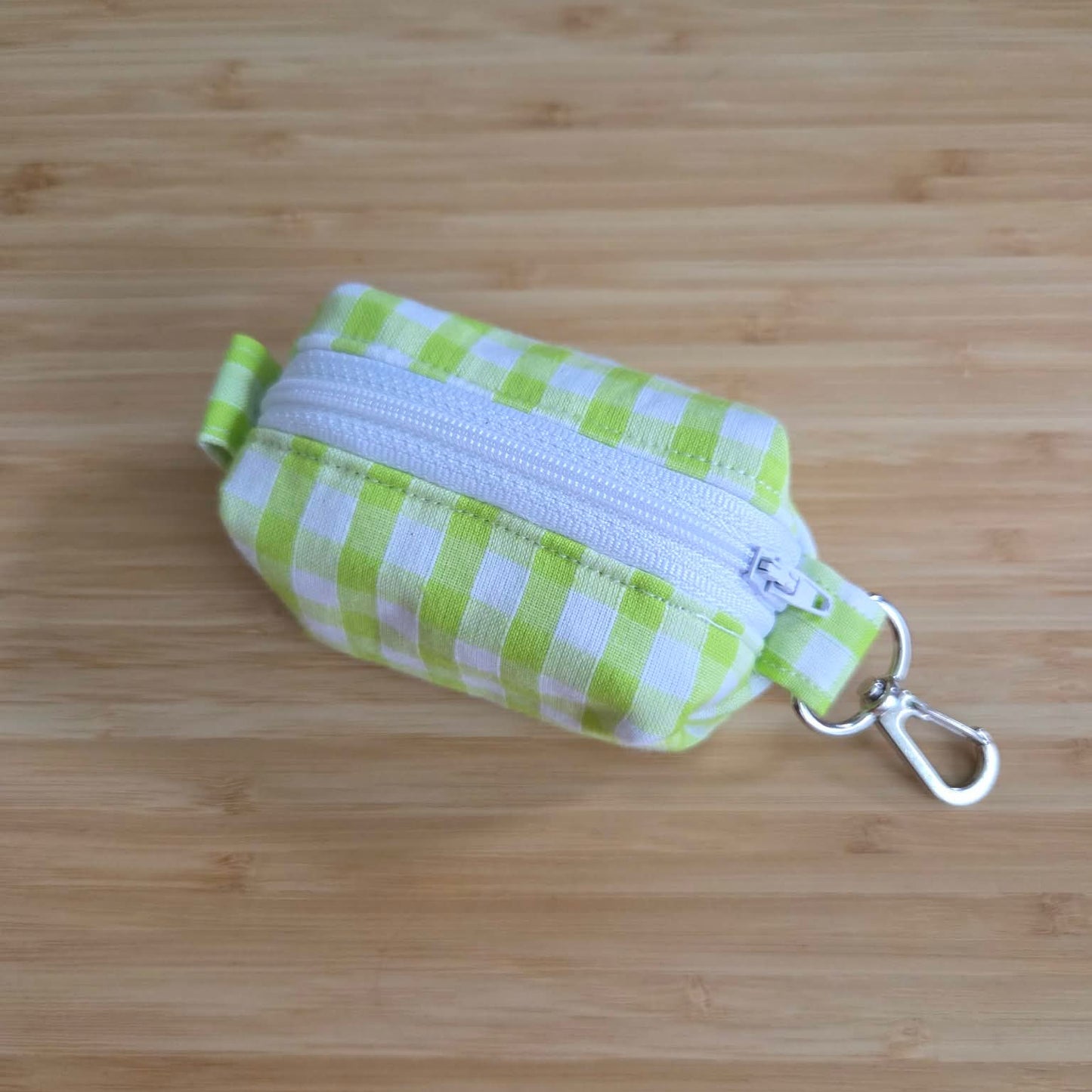 Miniature Boxy Bag Keychain - Lime Green Gingham
