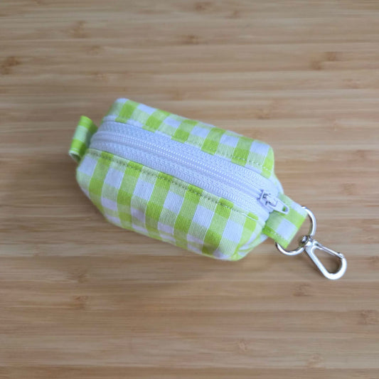 Miniature Boxy Bag Keychain - Lime Green Gingham