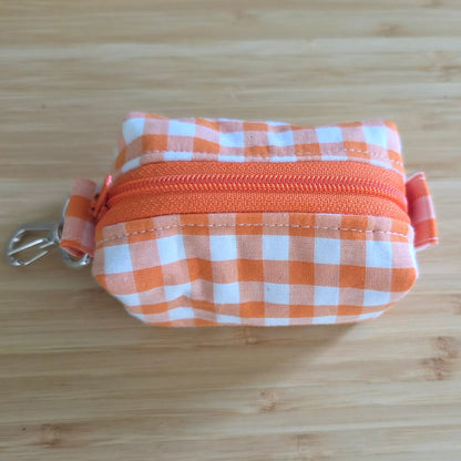 Miniature Boxy Bag Keychain - Orange Gingham