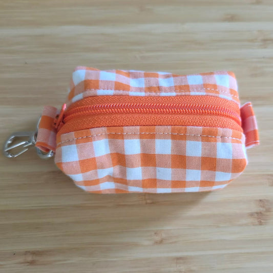 Miniature Boxy Bag Keychain - Orange Gingham