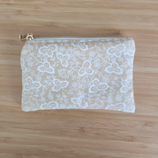 Cream floral - Coin Purse