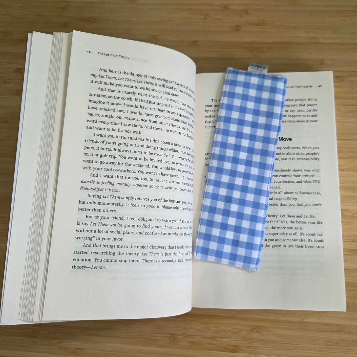 Fabric Book Mark - Blue Gingham