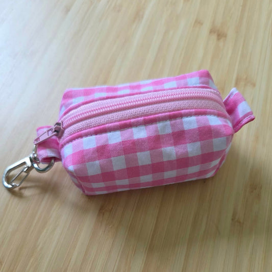 Miniature Boxy Bag Keychain - Pink Gingham