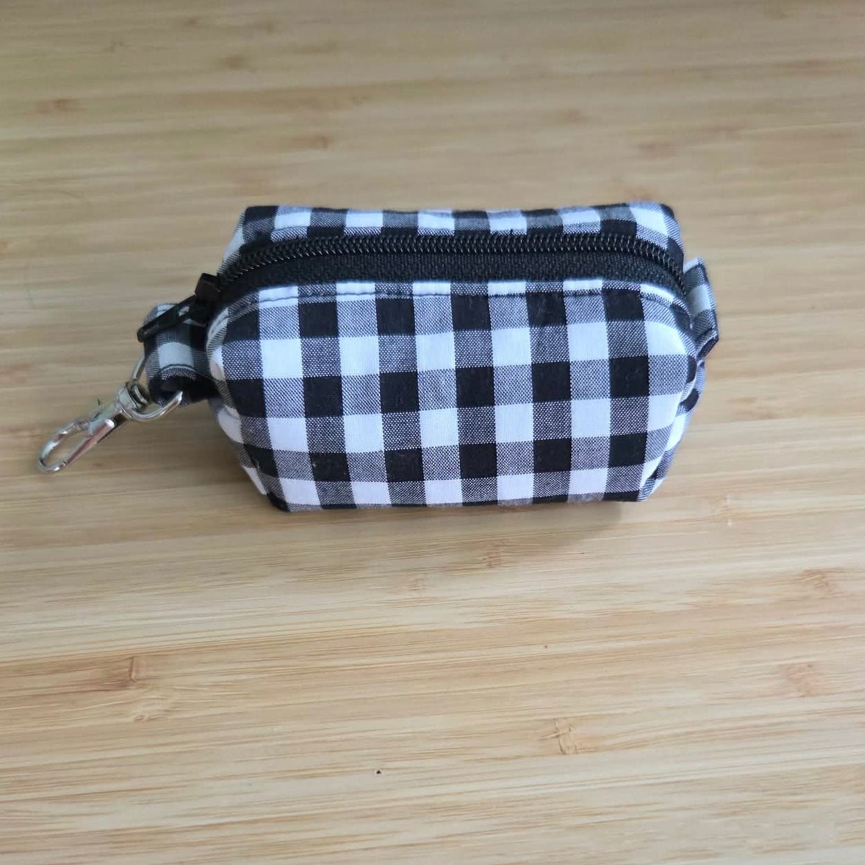 Miniature Boxy Bag Keychain - Black Gingham