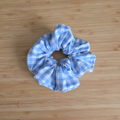 Light Blue Gingham - Zip & Stash Scrunchie