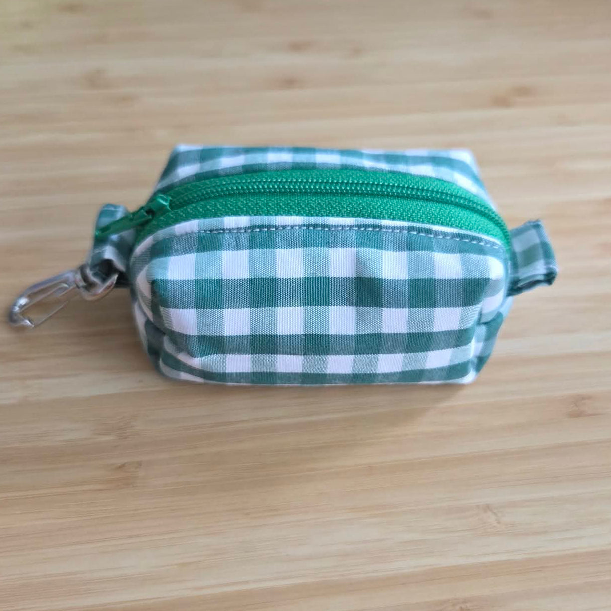 Miniature Boxy Bag Keychain - Dark Green Gingham