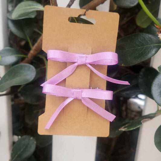 Pink - Ribbon Bow Clips -  Mini (2 pack)