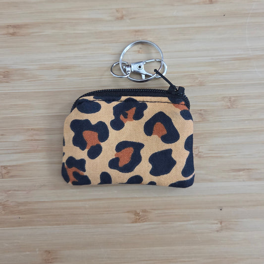 Brown Leopard Print - Mini Coin Purse Keychain