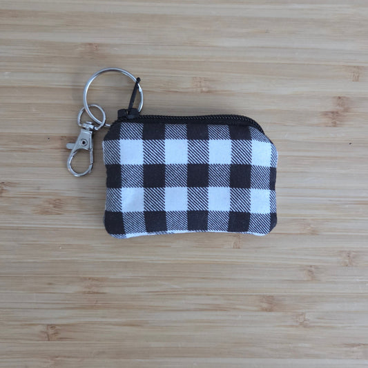 Black Gingham - Mini Coin Purse Keychain