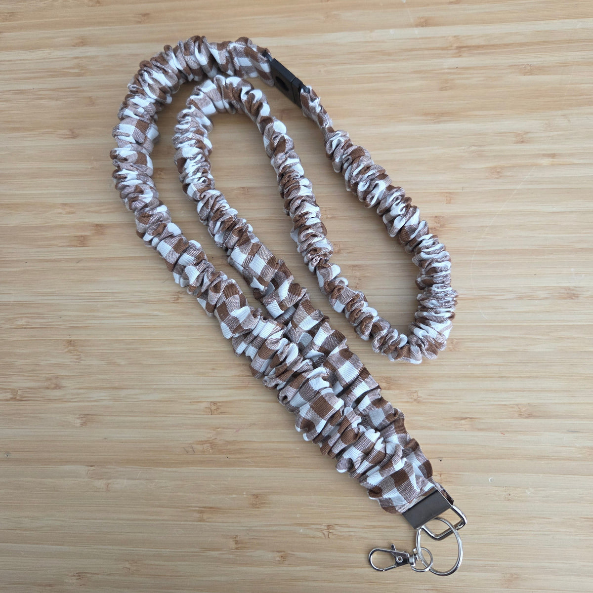 Chocolate Gingham - Scrunchie Lanyard
