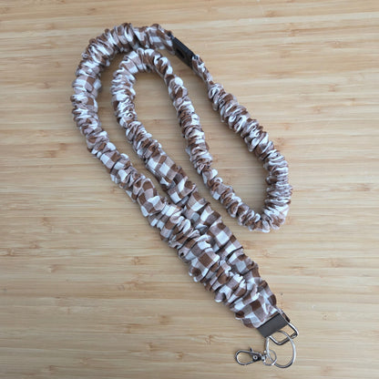 Chocolate Gingham - Scrunchie Lanyard