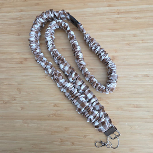 Chocolate Gingham - Scrunchie Lanyard