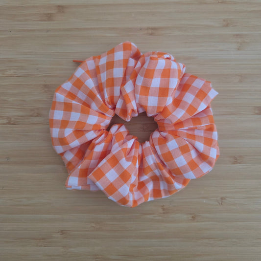 Orange Gingham  - Jumbo, Zip & Stash Scrunchie