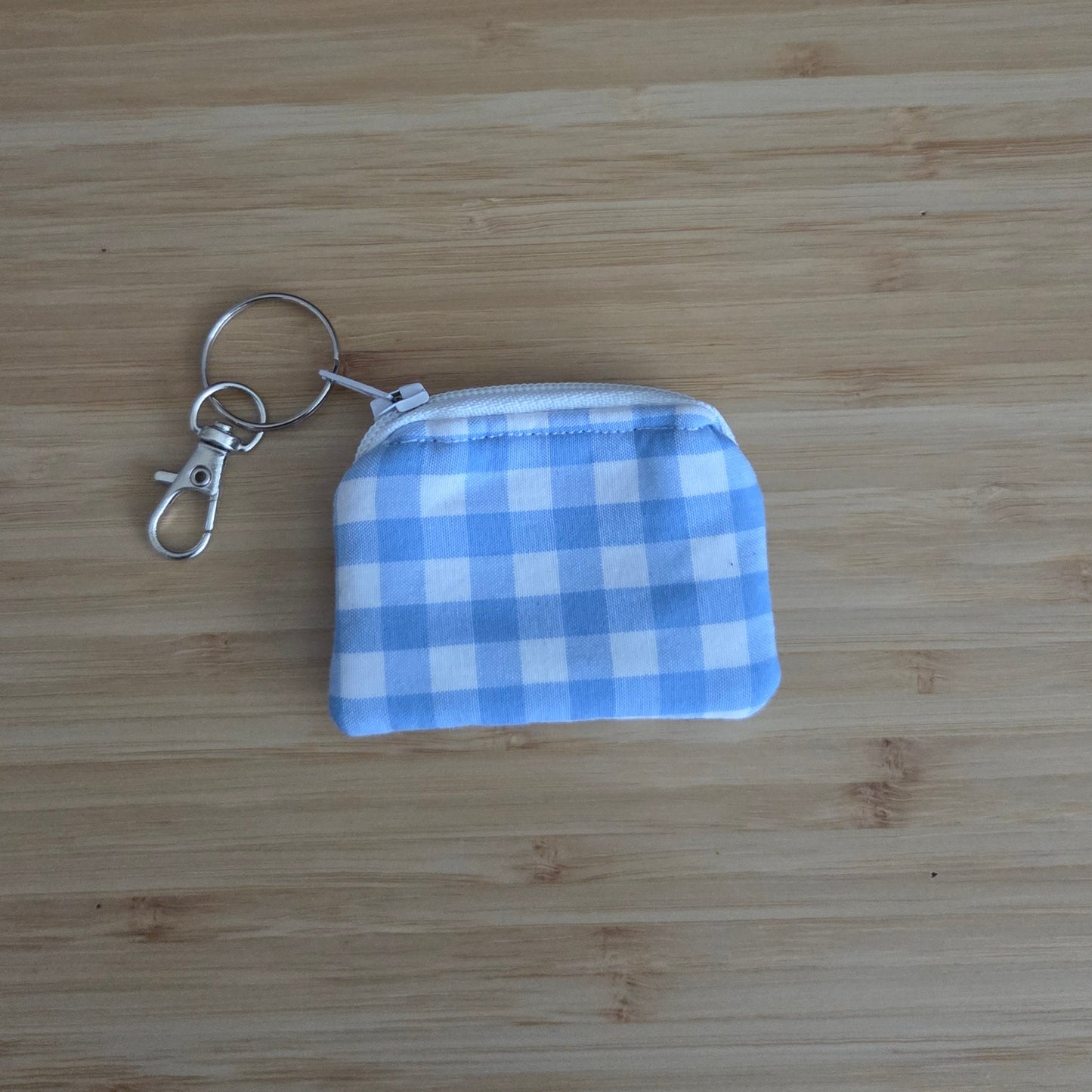 Blue Gingham - Mini Coin Purse Keychain