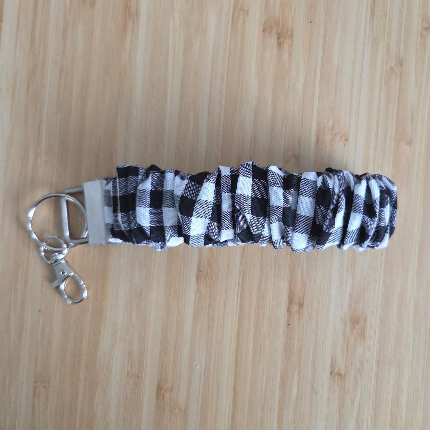 Black Gingham - Scrunchie Wristlet Keychain